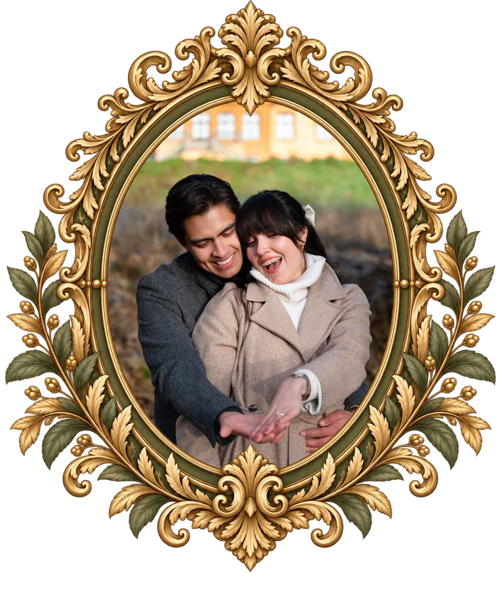 Paulina y Alejandro mostrando el anillo de compromiso